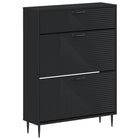 Schoenenkast 78x24x103 cm bewerkt hout zwart
