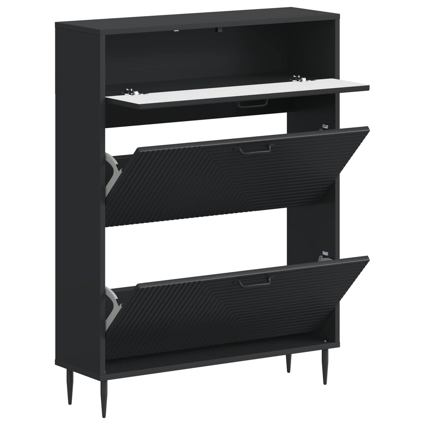 Schoenenkast HAARLEM 78 x 24 x 103 cm Bewerkt hout Zwart