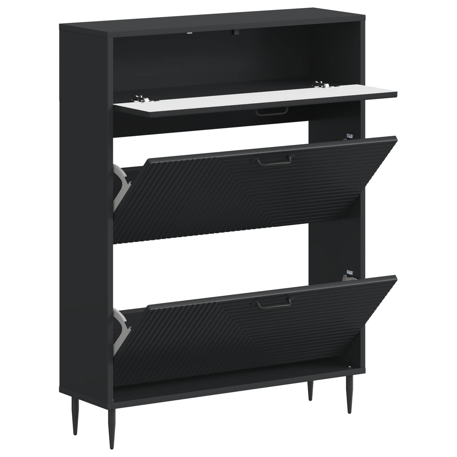 Schoenenkast HAARLEM 78 x 24 x 103 cm Bewerkt hout Zwart