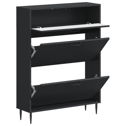 Schoenenkast HAARLEM 78 x 24 x 103 cm Bewerkt hout Zwart
