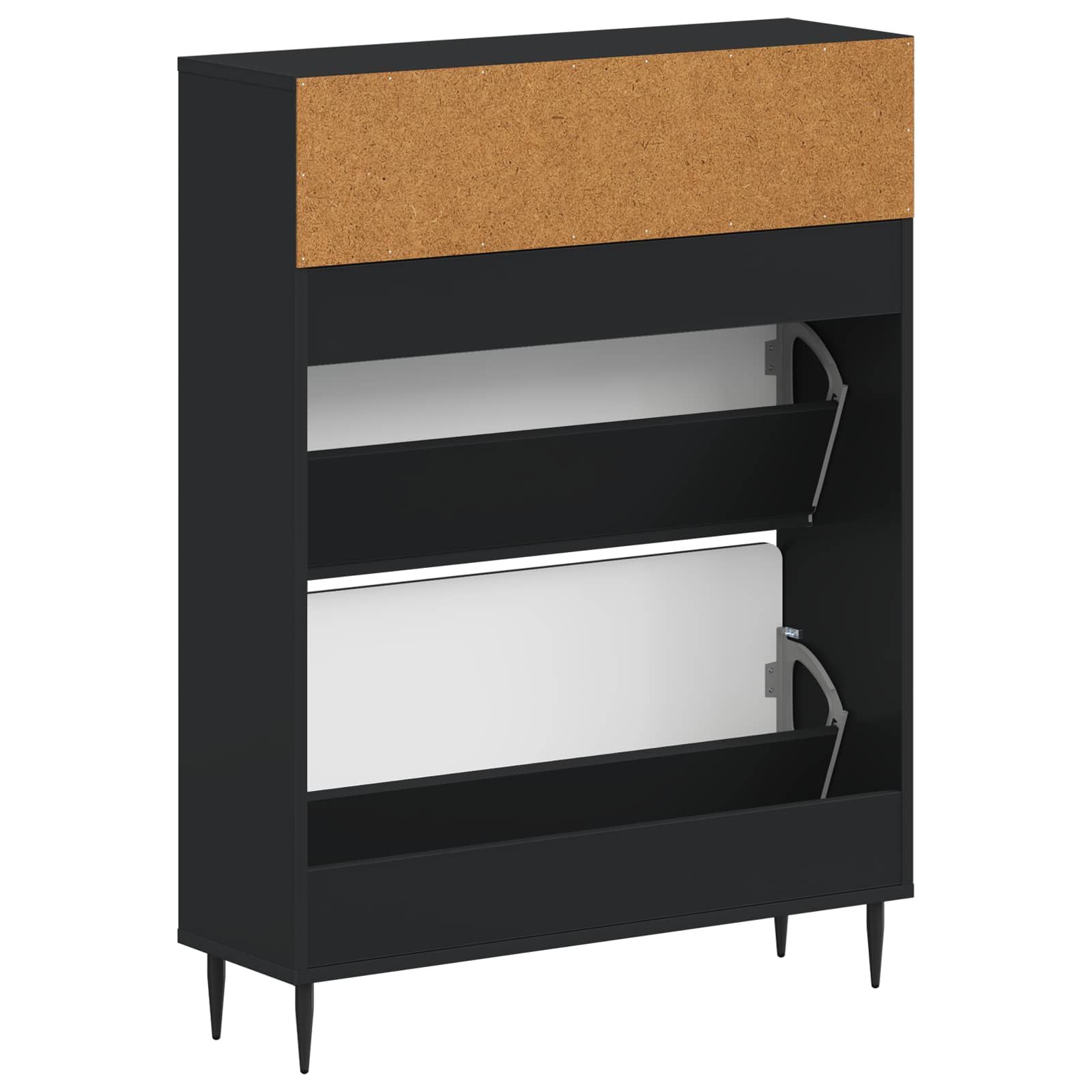 Schoenenkast HAARLEM 78 x 24 x 103 cm Bewerkt hout Zwart