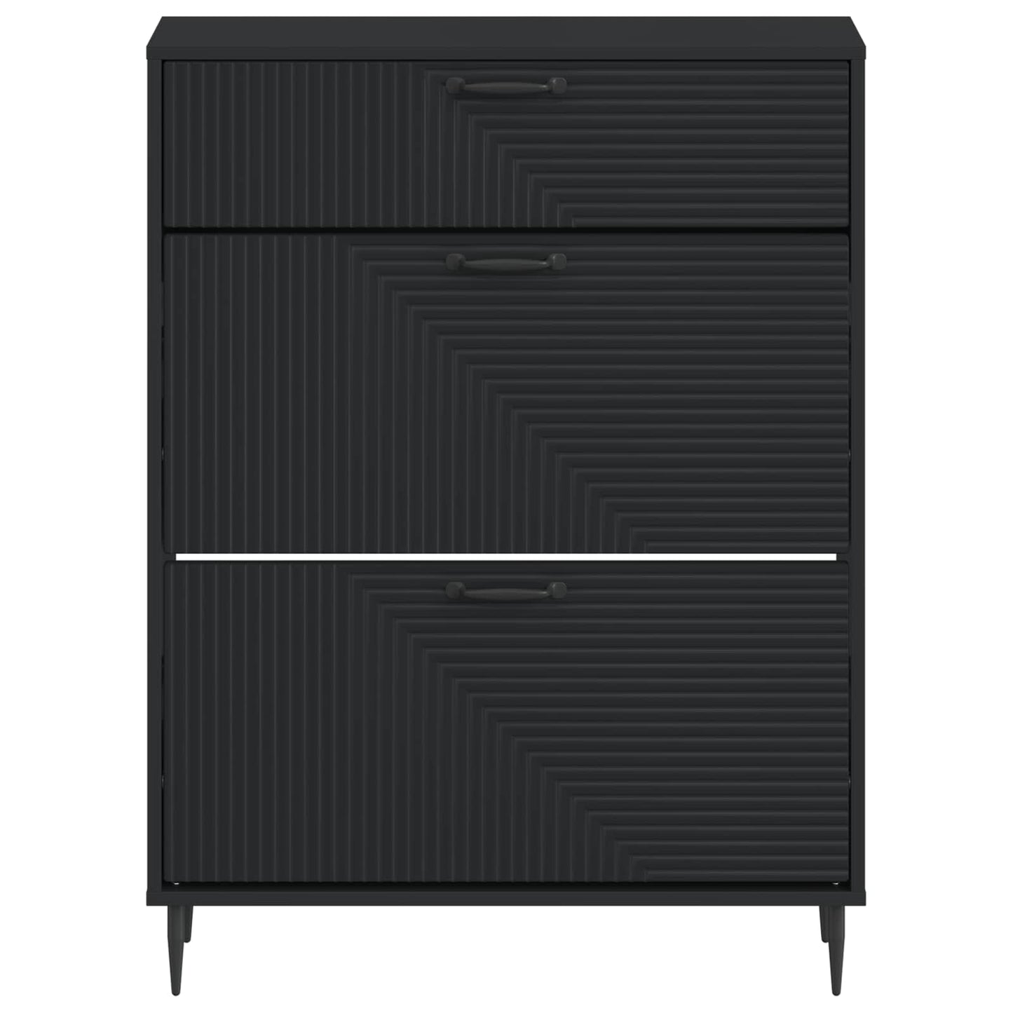 Schoenenkast HAARLEM 78 x 24 x 103 cm Bewerkt hout Zwart