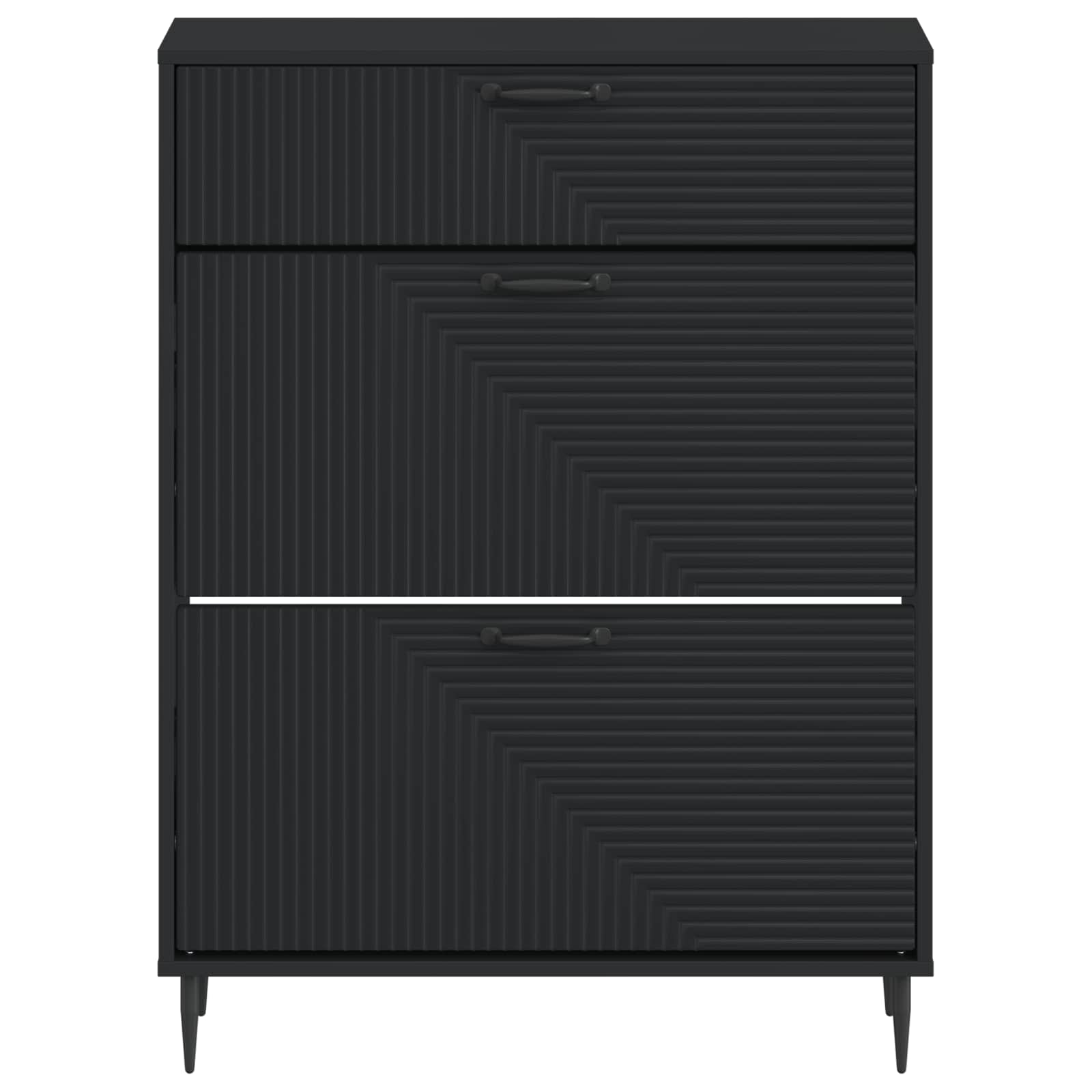 Schoenenkast HAARLEM 78 x 24 x 103 cm Bewerkt hout Zwart