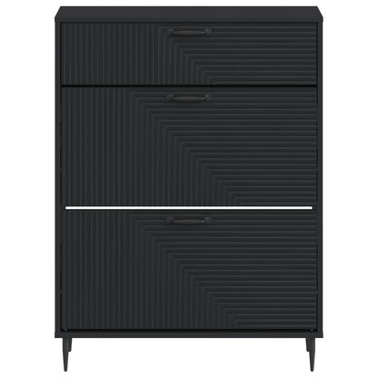 Schoenenkast HAARLEM 78 x 24 x 103 cm Bewerkt hout Zwart