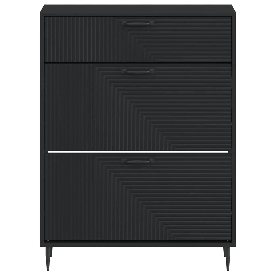 Schoenenkast HAARLEM 78 x 24 x 103 cm Bewerkt hout Zwart