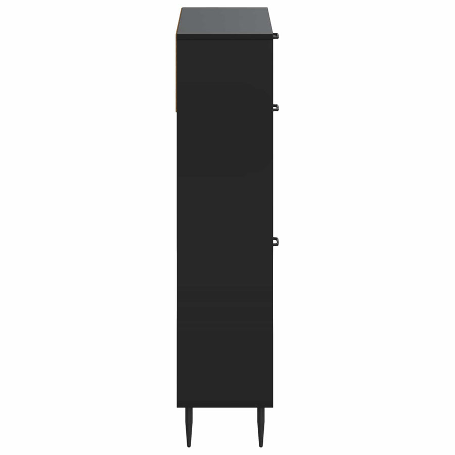 Schoenenkast HAARLEM 78 x 24 x 103 cm Bewerkt hout Zwart