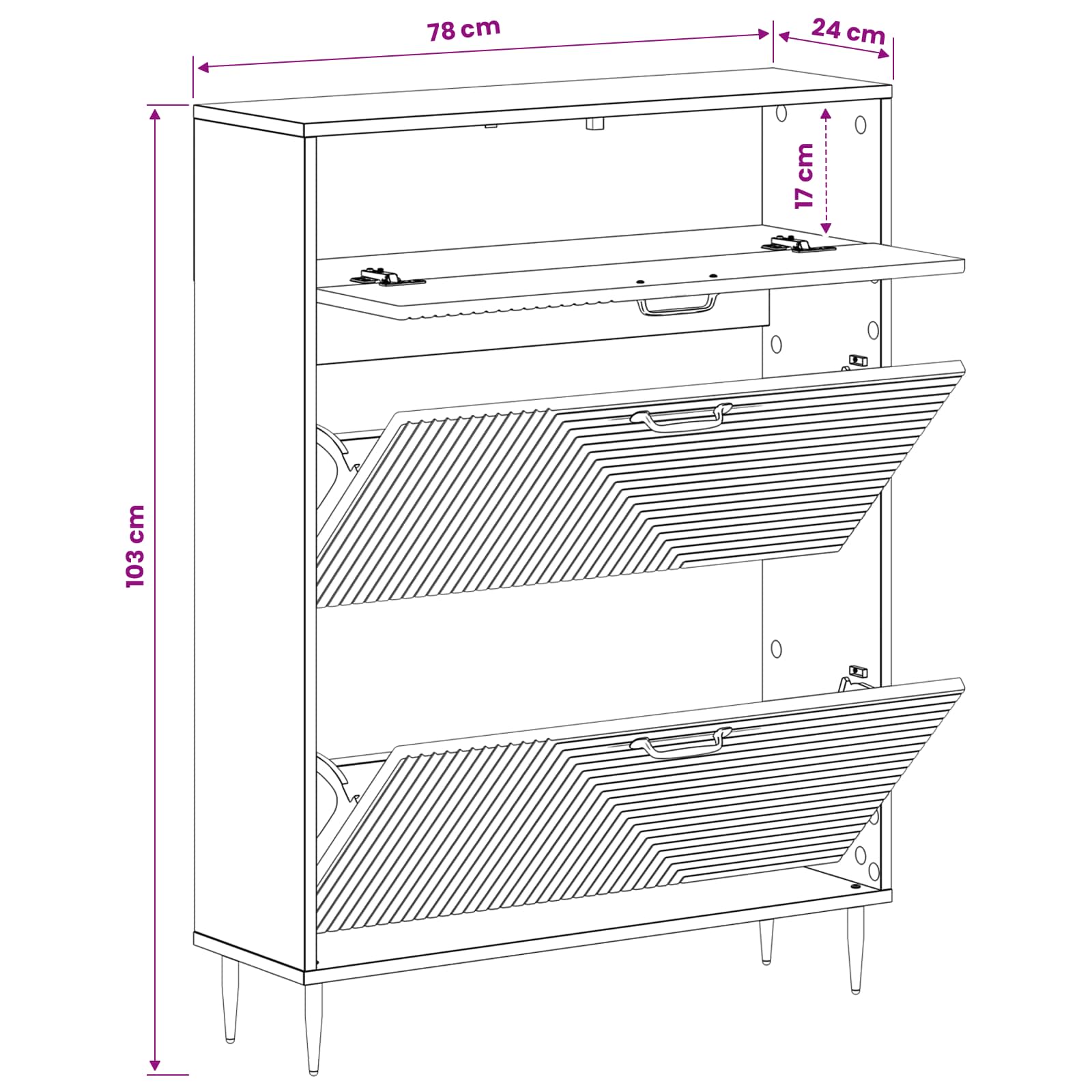 Schoenenkast HAARLEM 78 x 24 x 103 cm Bewerkt hout Sonoma Eiken