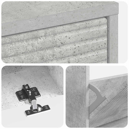 Schoenenkast HAARLEM 78 x 24 x 103 cm Bewerkt hout Betongrijs