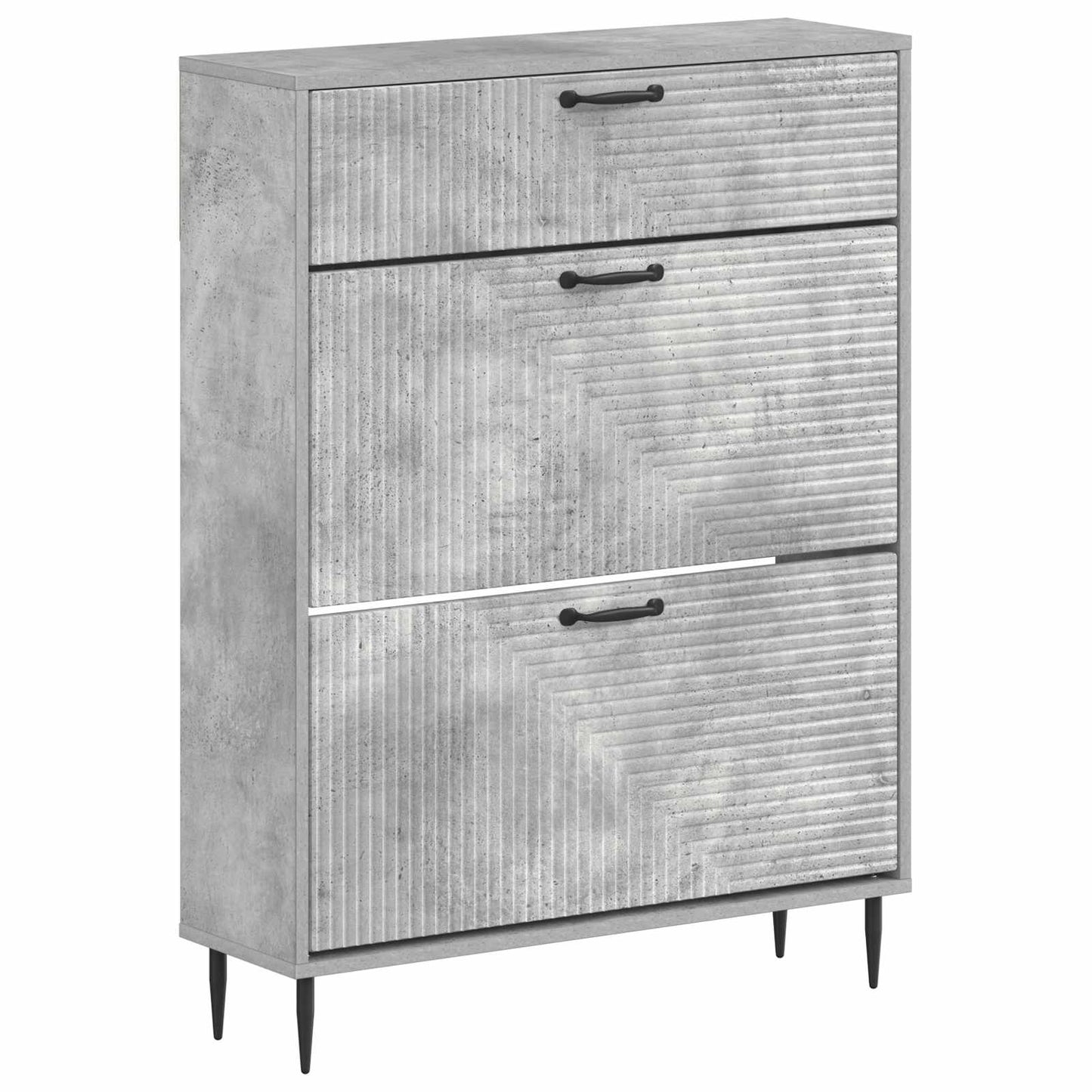 Schoenenkast HAARLEM 78 x 24 x 103 cm Bewerkt hout Betongrijs