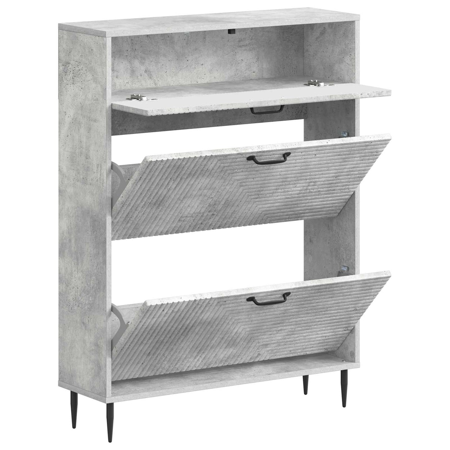 Schoenenkast HAARLEM 78 x 24 x 103 cm Bewerkt hout Betongrijs