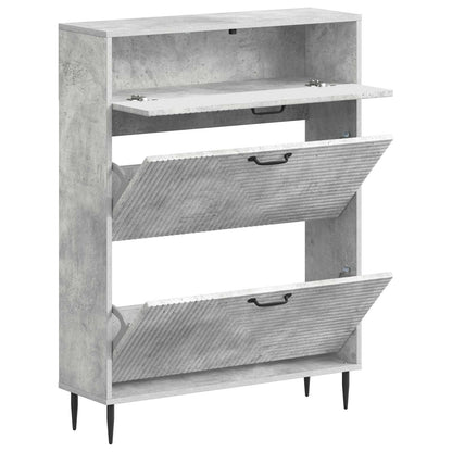 Schoenenkast HAARLEM 78 x 24 x 103 cm Bewerkt hout Betongrijs