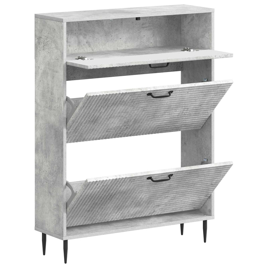 Schoenenkast HAARLEM 78 x 24 x 103 cm Bewerkt hout Betongrijs