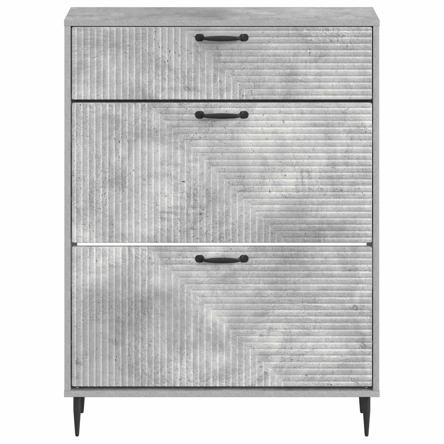 Schoenenkast HAARLEM 78 x 24 x 103 cm Bewerkt hout Betongrijs
