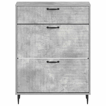 Schoenenkast HAARLEM 78 x 24 x 103 cm Bewerkt hout Betongrijs