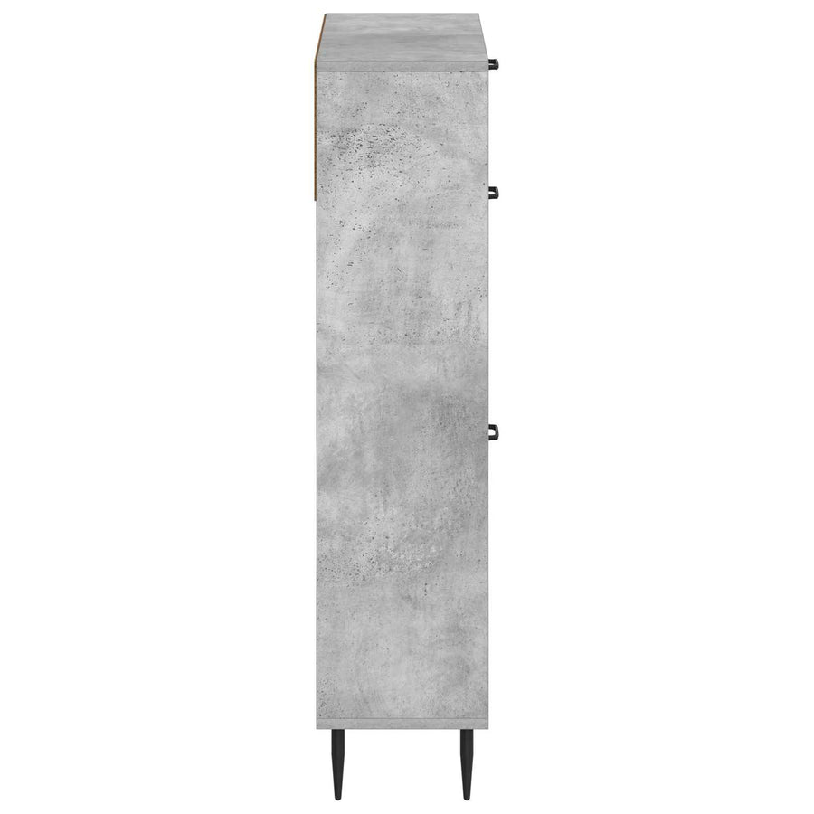 Schoenenkast HAARLEM 78 x 24 x 103 cm Bewerkt hout Betongrijs