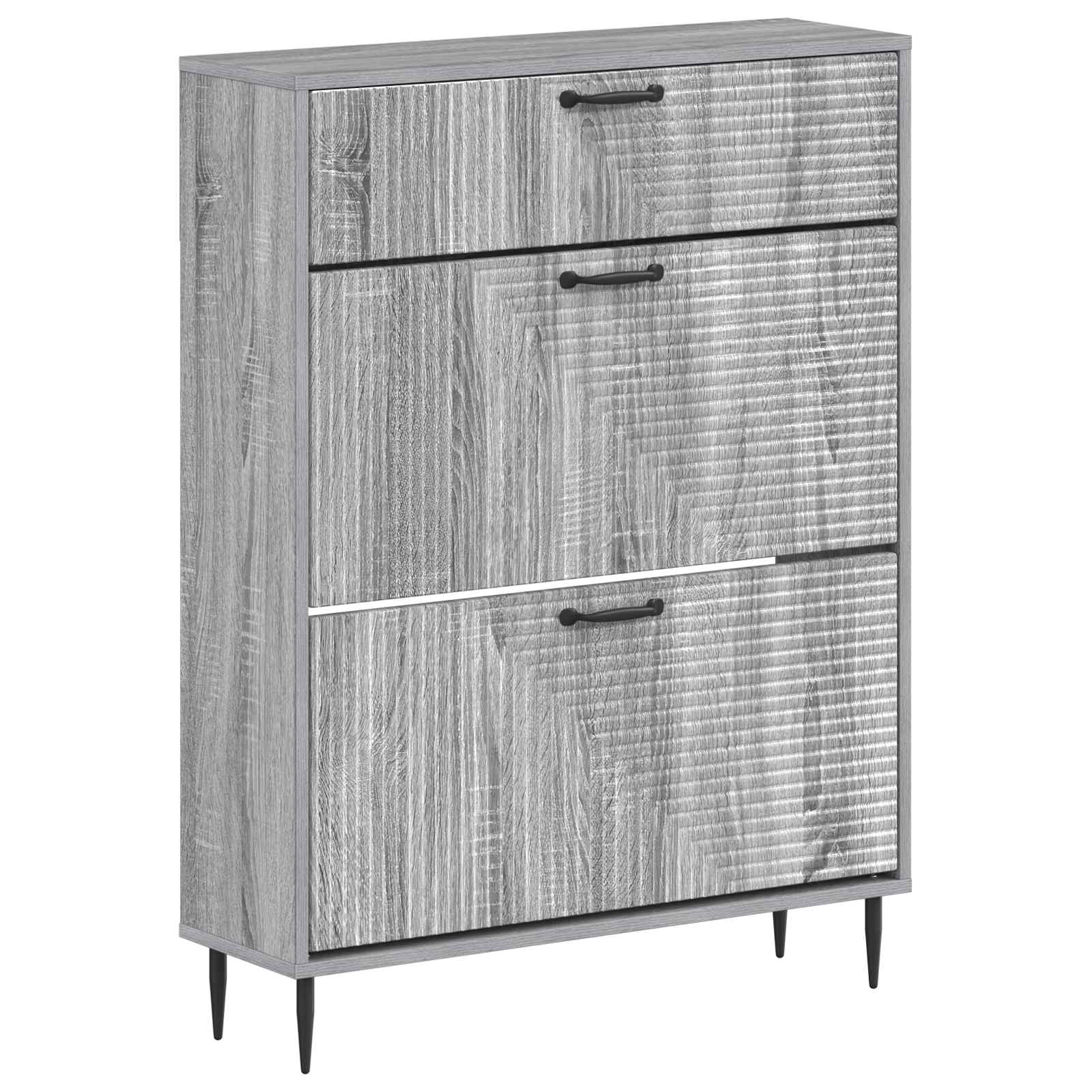Schoenenkast HAARLEM 78 x 24 x 103 cm Bewerkt hout Grijs Sonoma