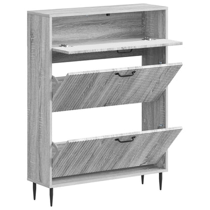 Schoenenkast HAARLEM 78 x 24 x 103 cm Bewerkt hout Grijs Sonoma