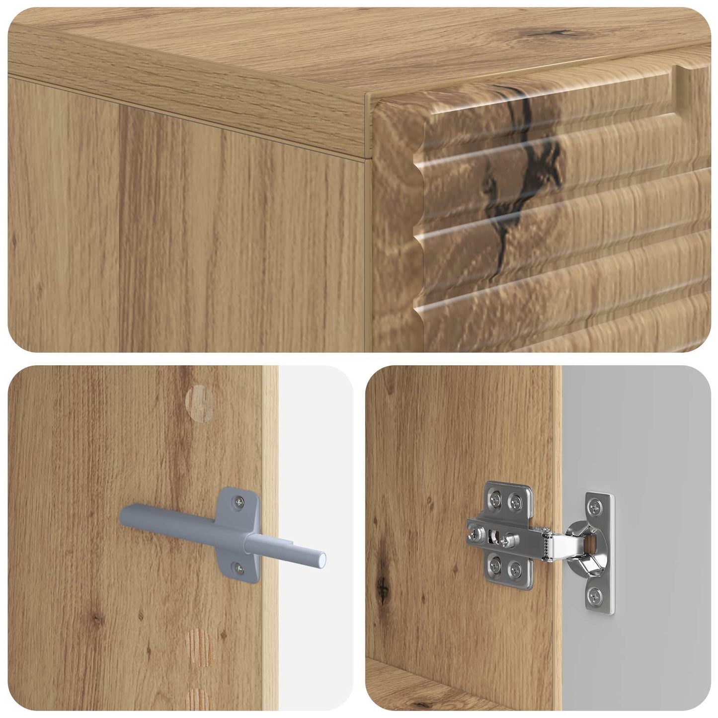Tv-meubel Artisanaal eiken Bewerkt hout