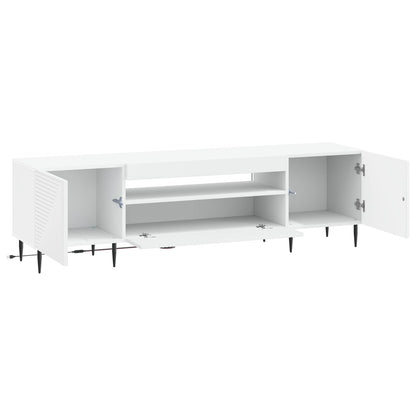 LED tv-meubel Wit Bewerkt hout
