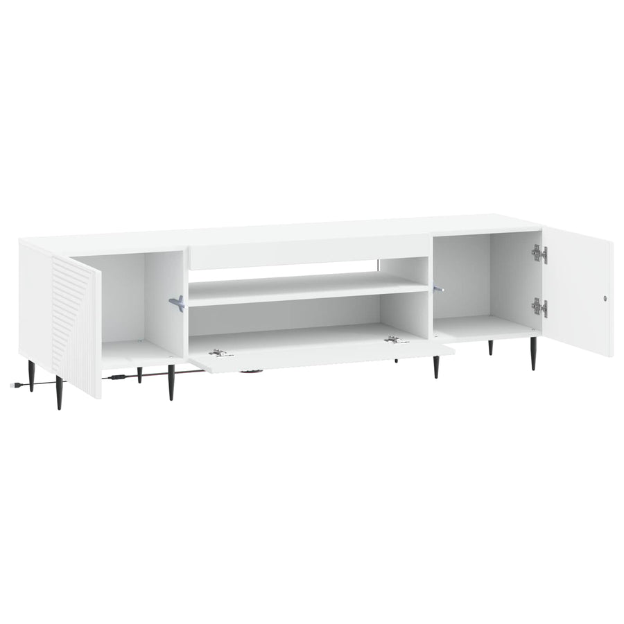LED tv-meubel Wit Bewerkt hout