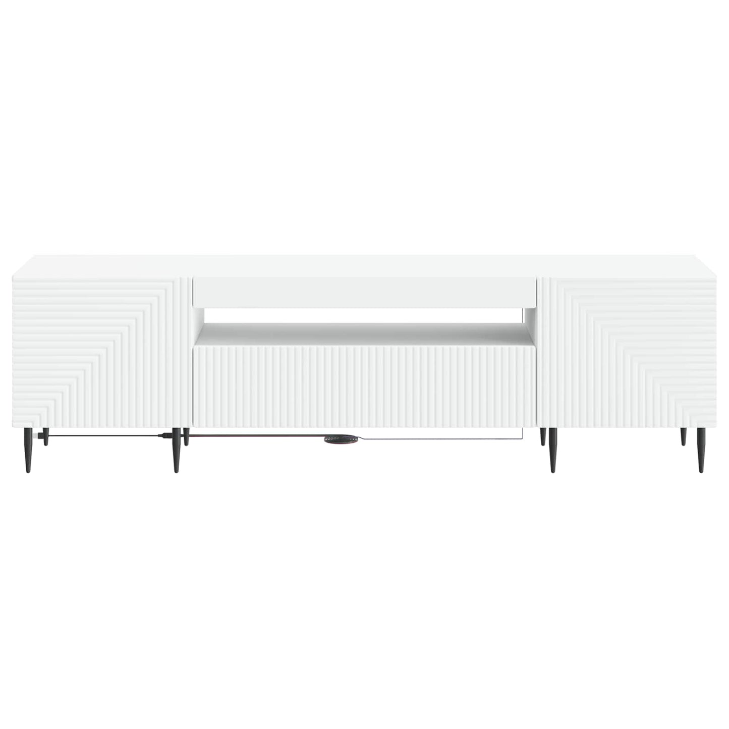 LED tv-meubel Wit Bewerkt hout