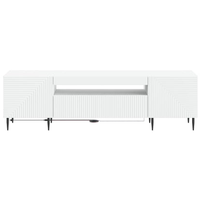 LED tv-meubel Wit Bewerkt hout