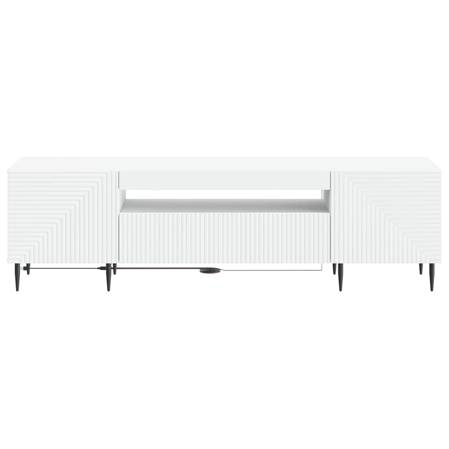 LED tv-meubel Wit Bewerkt hout