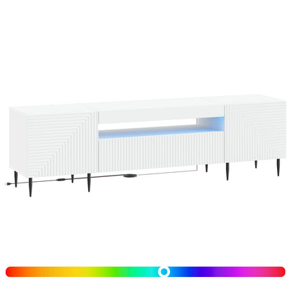LED tv-meubel Wit Bewerkt hout