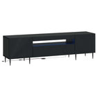 TV-meubel zwart bewerkt hout met LED
