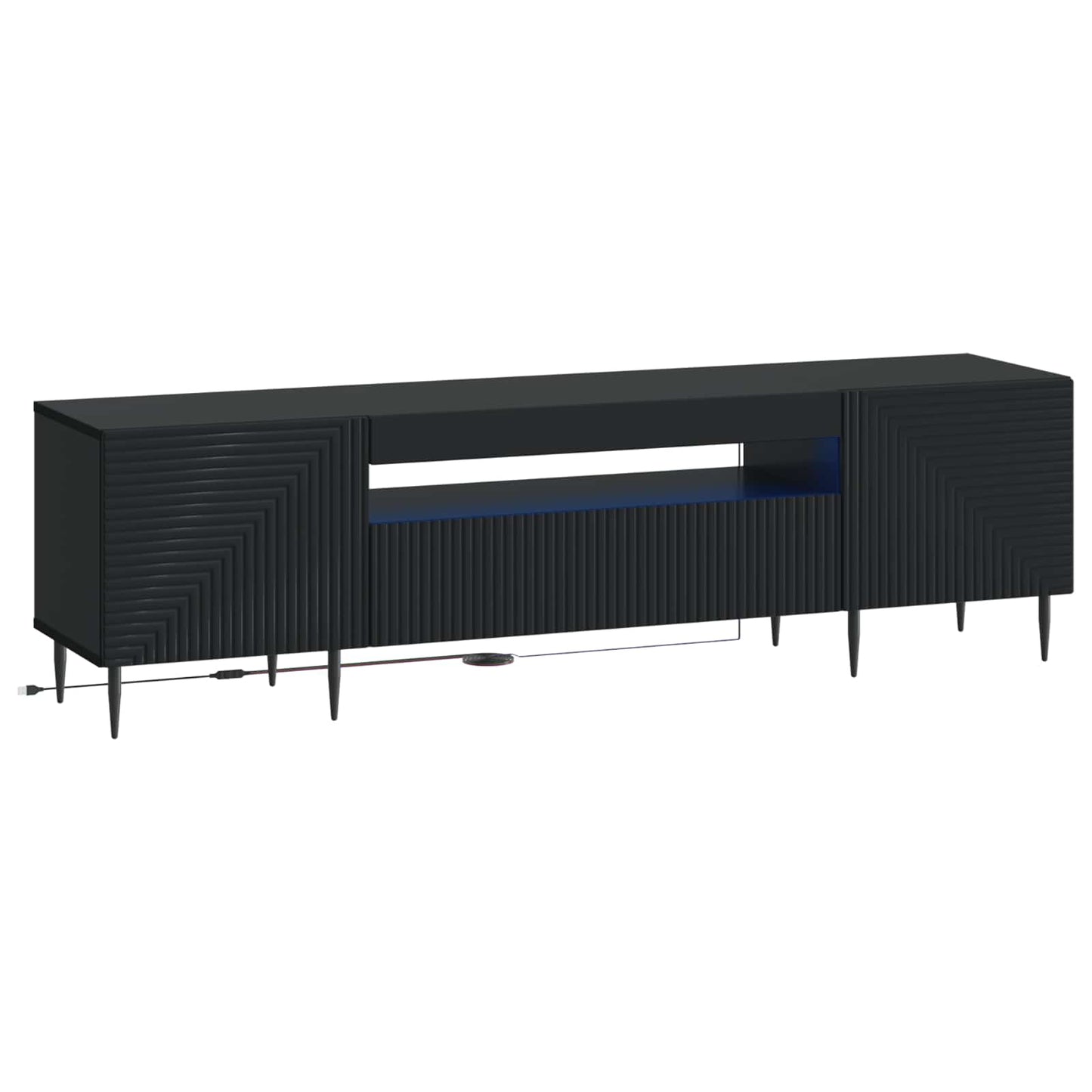 LED tv-meubel Zwart Bewerkt hout