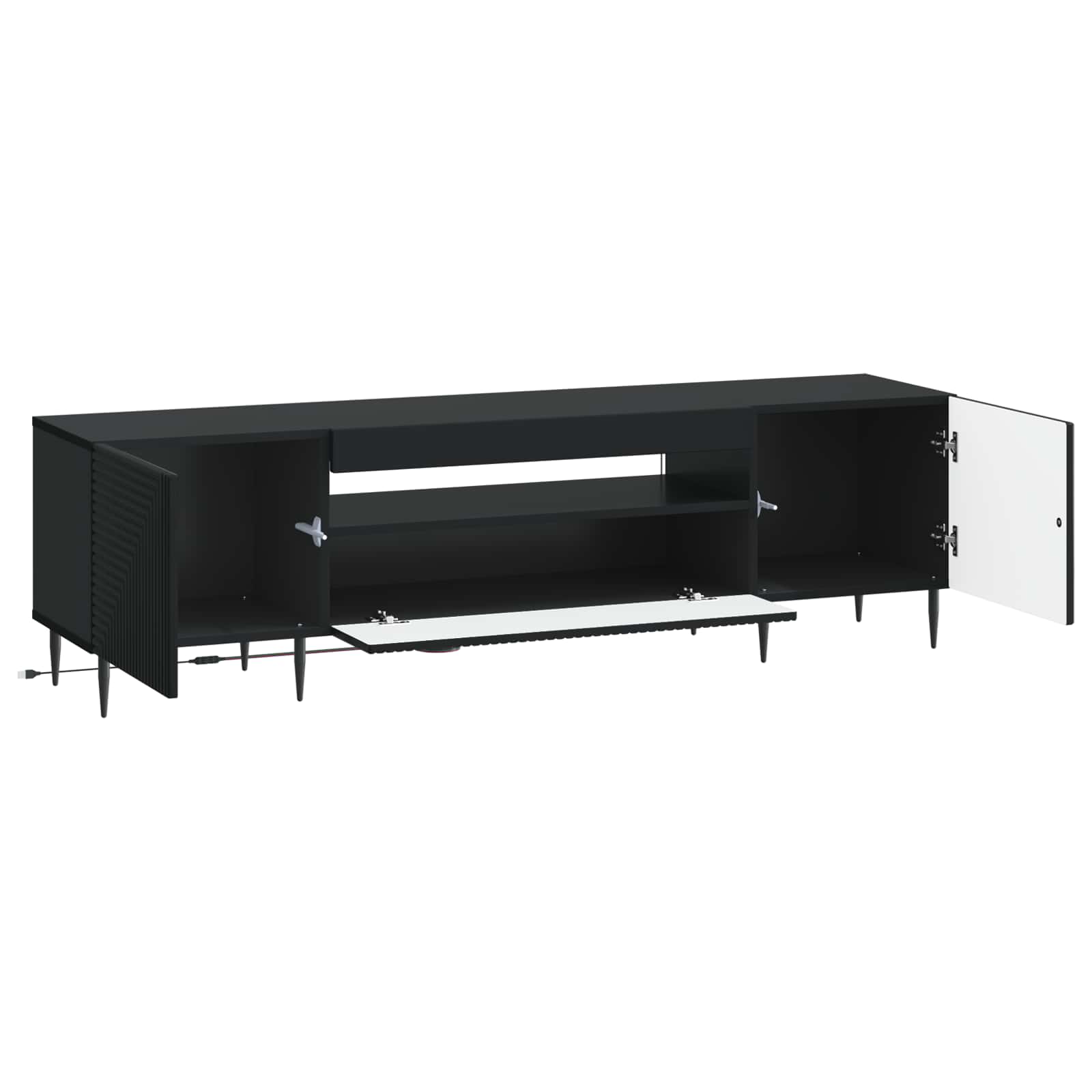LED tv-meubel Zwart Bewerkt hout