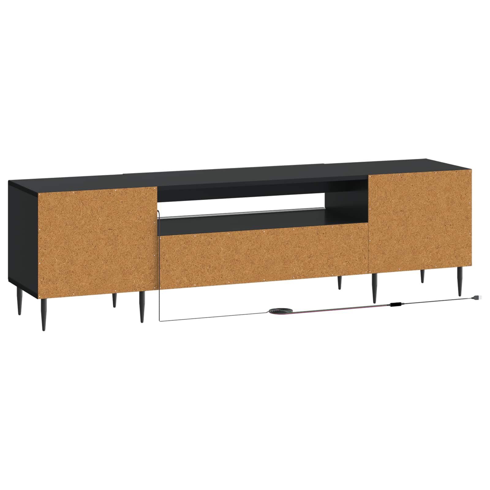 LED tv-meubel Zwart Bewerkt hout