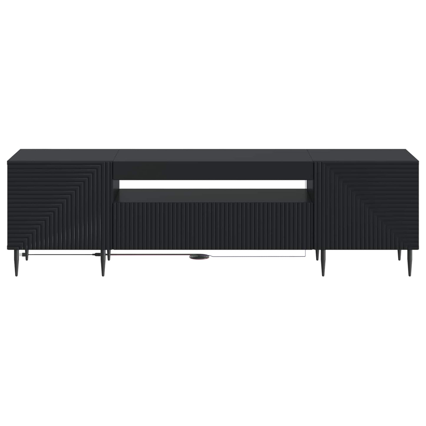 LED tv-meubel Zwart Bewerkt hout