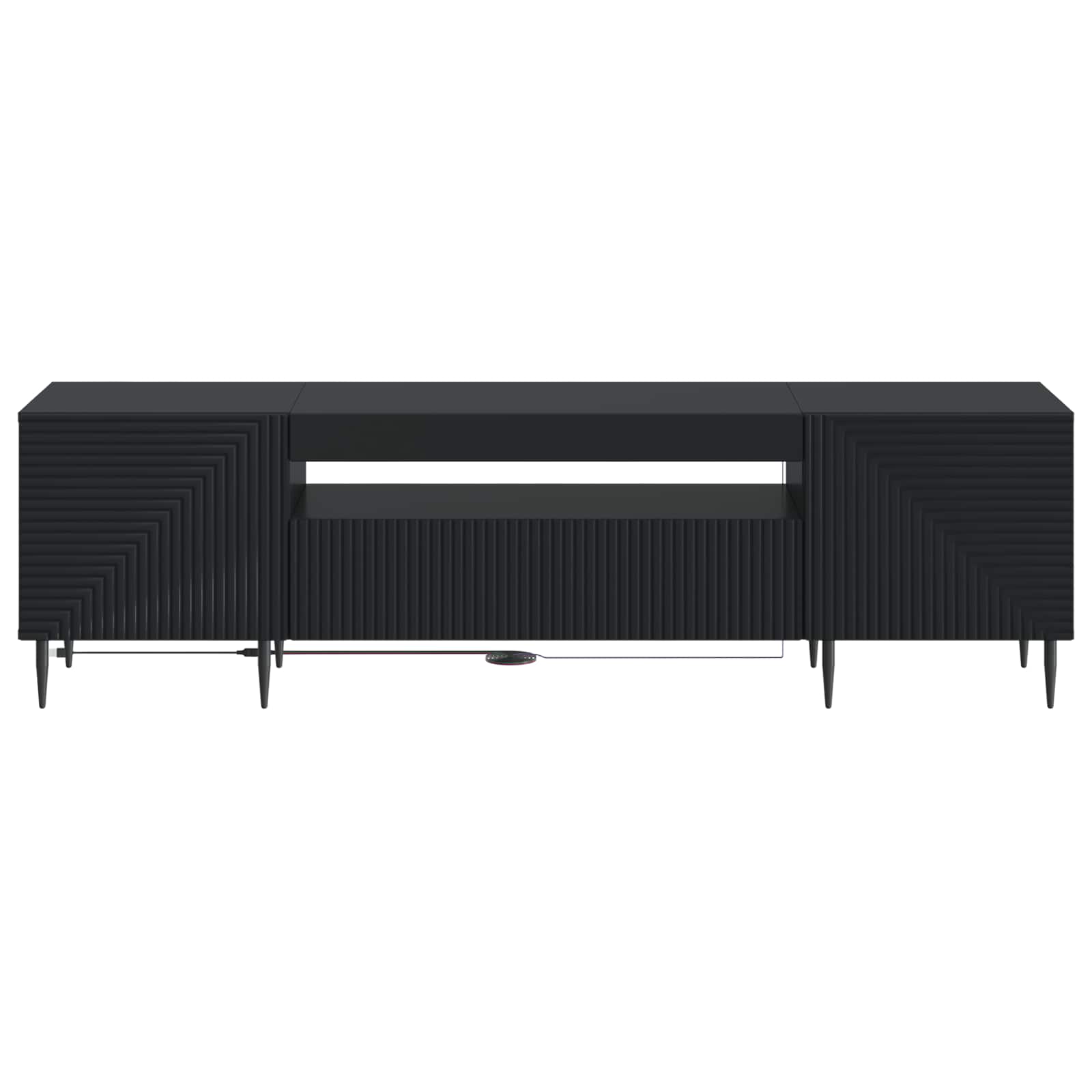 LED tv-meubel Zwart Bewerkt hout