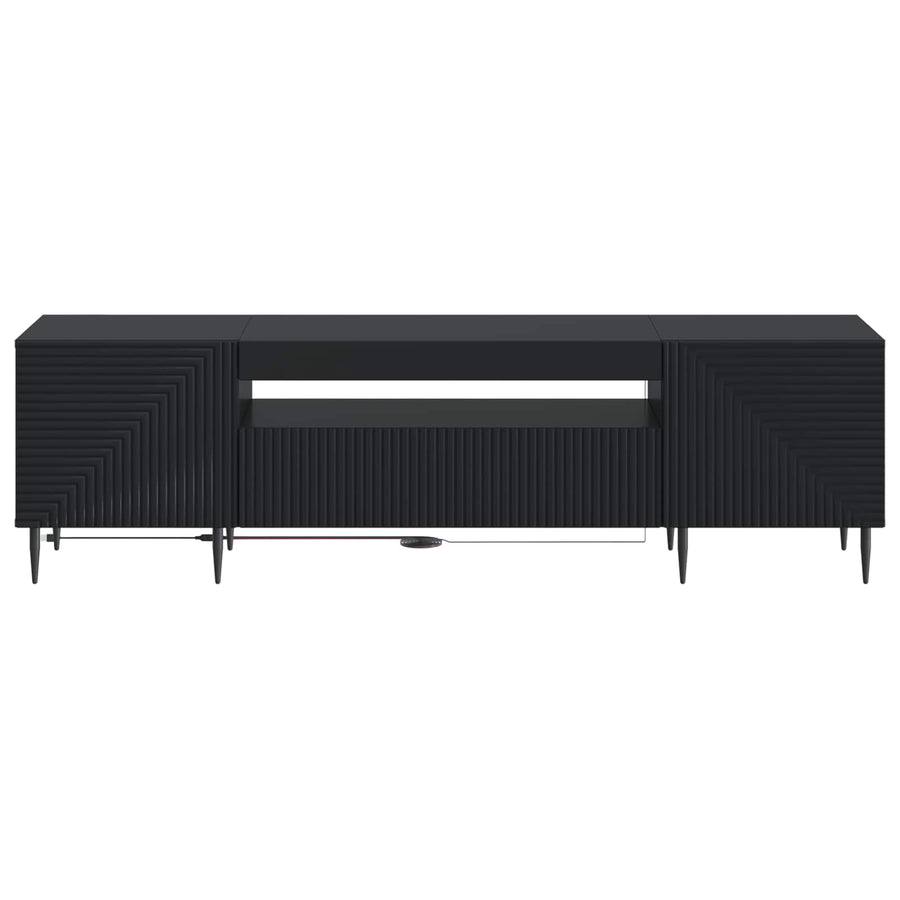 LED tv-meubel Zwart Bewerkt hout