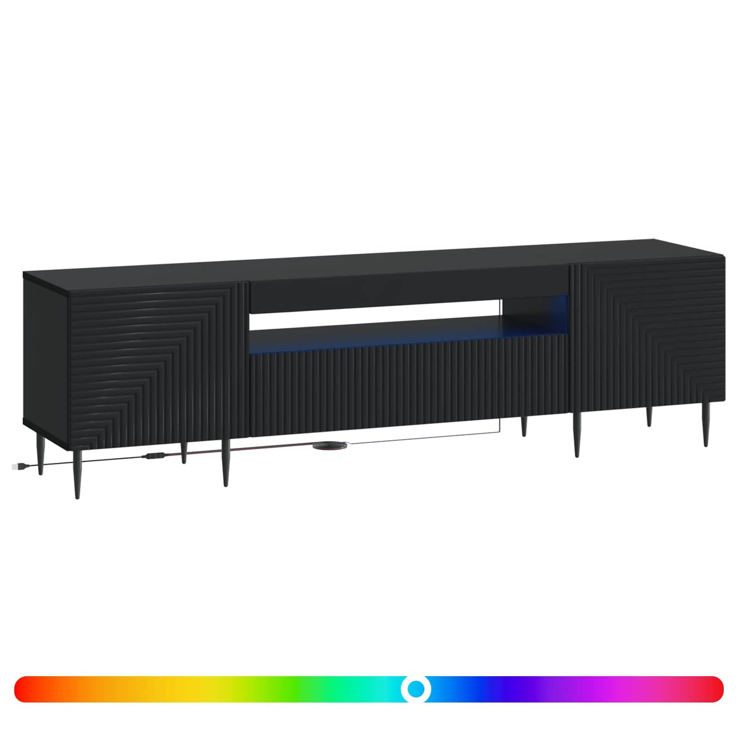 LED tv-meubel Zwart Bewerkt hout