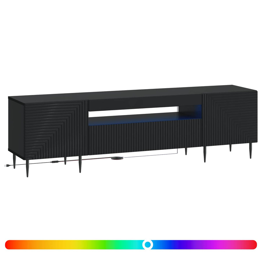 LED tv-meubel Zwart Bewerkt hout