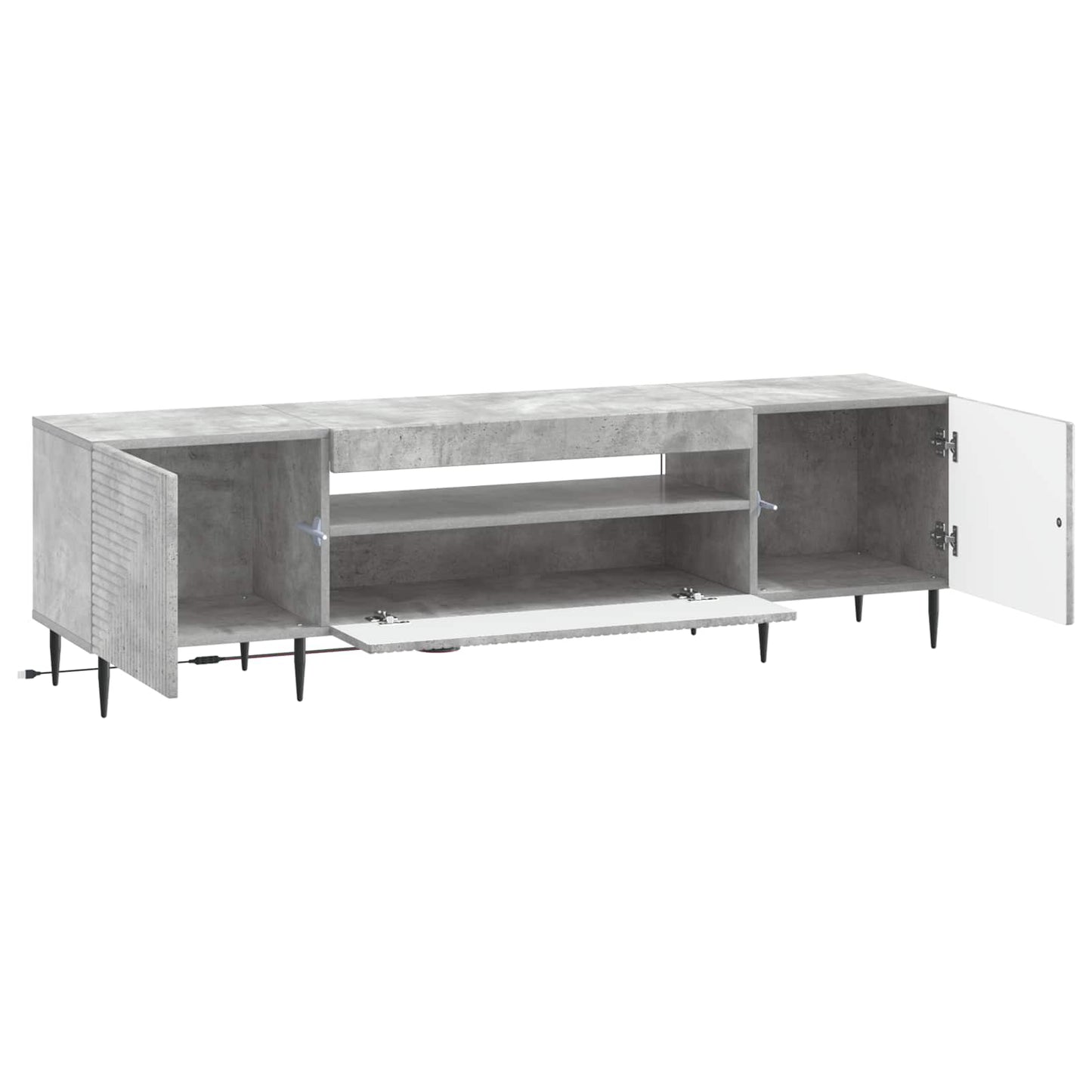 LED tv-meubel Betongrijs Bewerkt hout