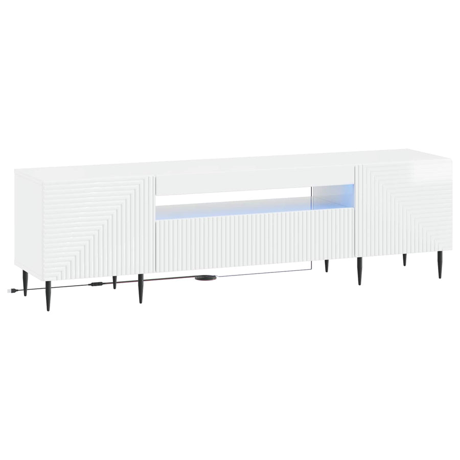 LED tv-meubel Hoogglans Wit Bewerkt hout