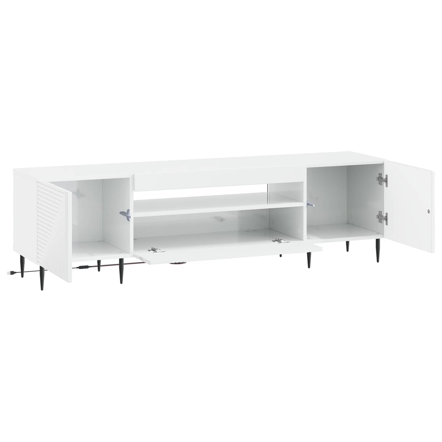 LED tv-meubel Hoogglans Wit Bewerkt hout