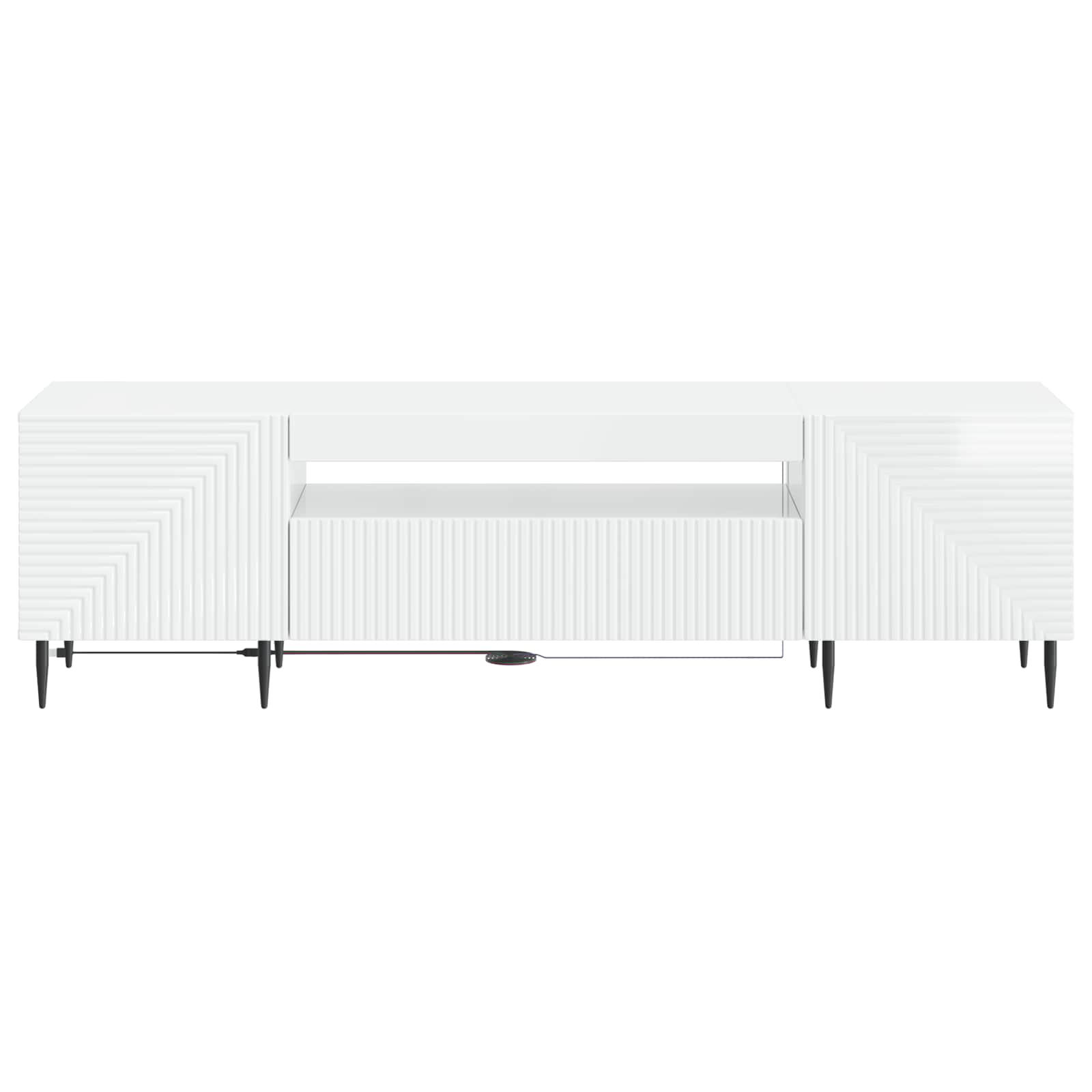 LED tv-meubel Hoogglans Wit Bewerkt hout