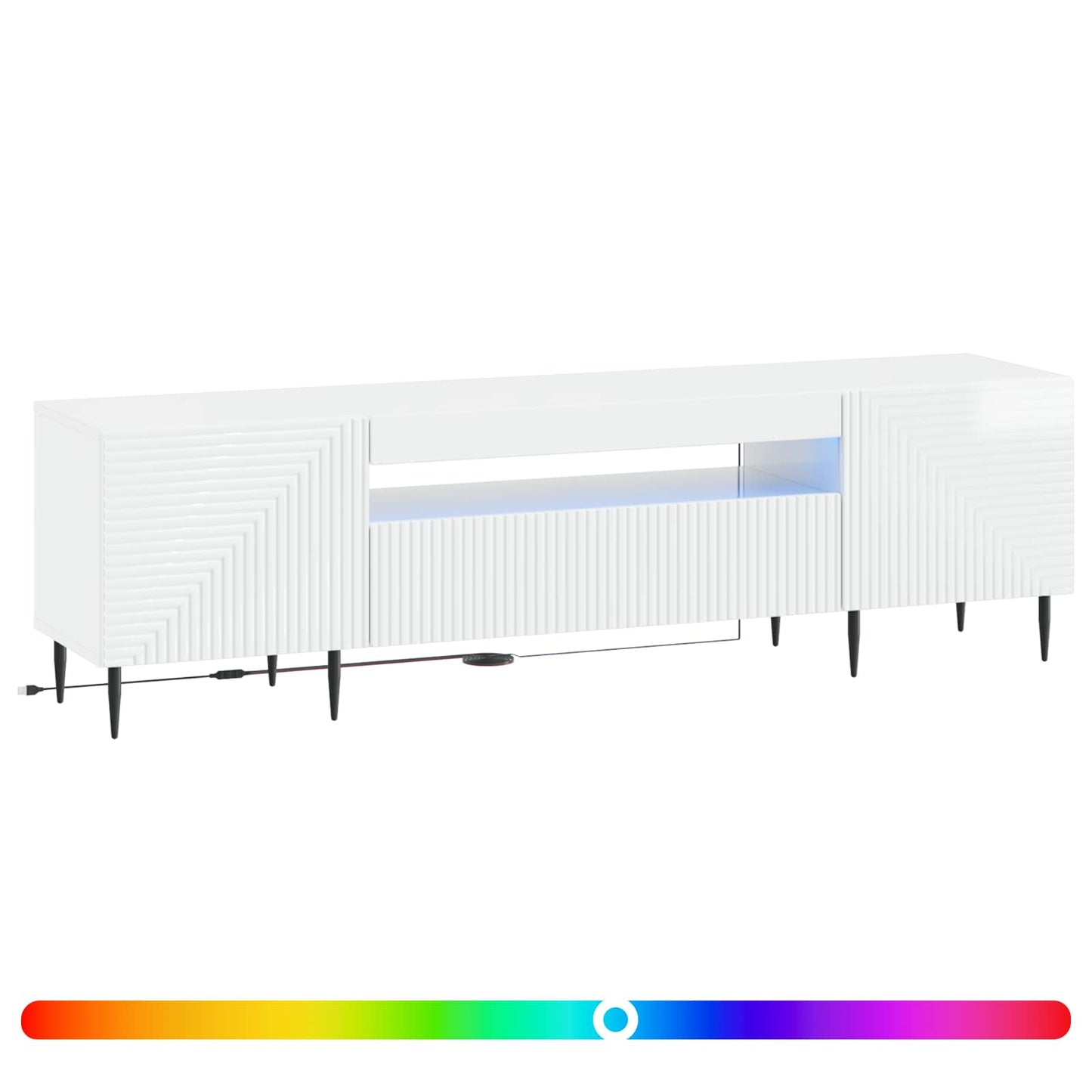 LED tv-meubel Hoogglans Wit Bewerkt hout