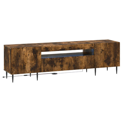 LED tv-meubel Gerookt eiken Bewerkt hout