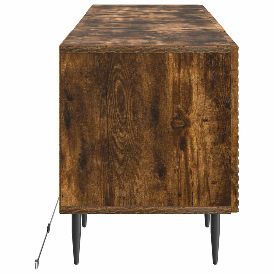 LED tv-meubel Gerookt eiken Bewerkt hout