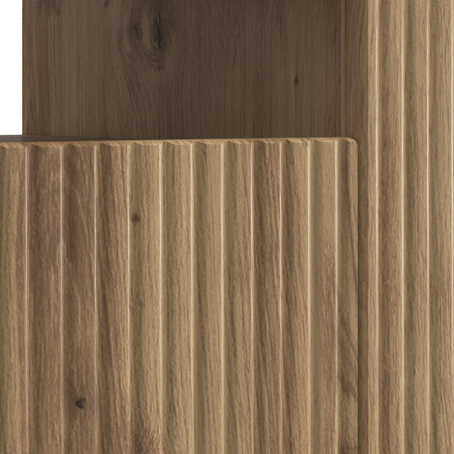 LED tv-meubel Artisanaal eiken Bewerkt hout