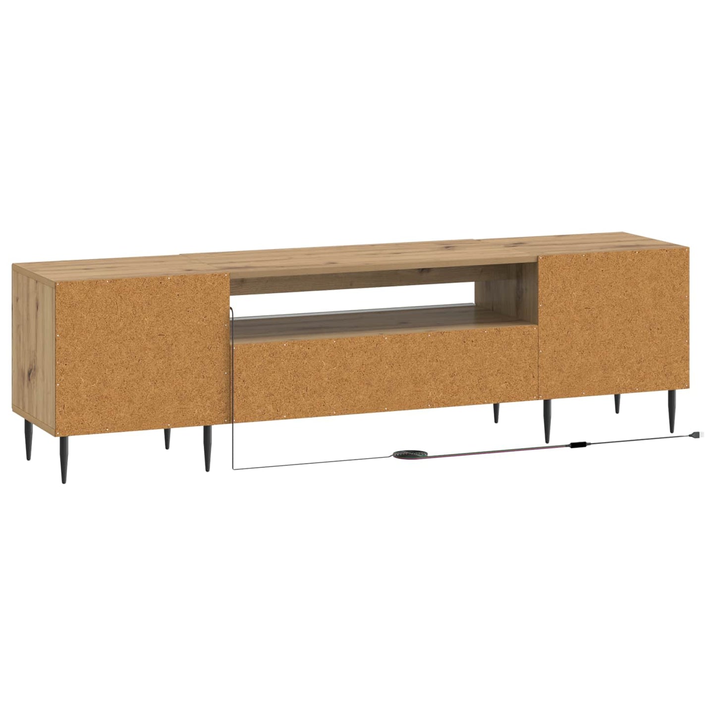 LED tv-meubel Artisanaal eiken Bewerkt hout