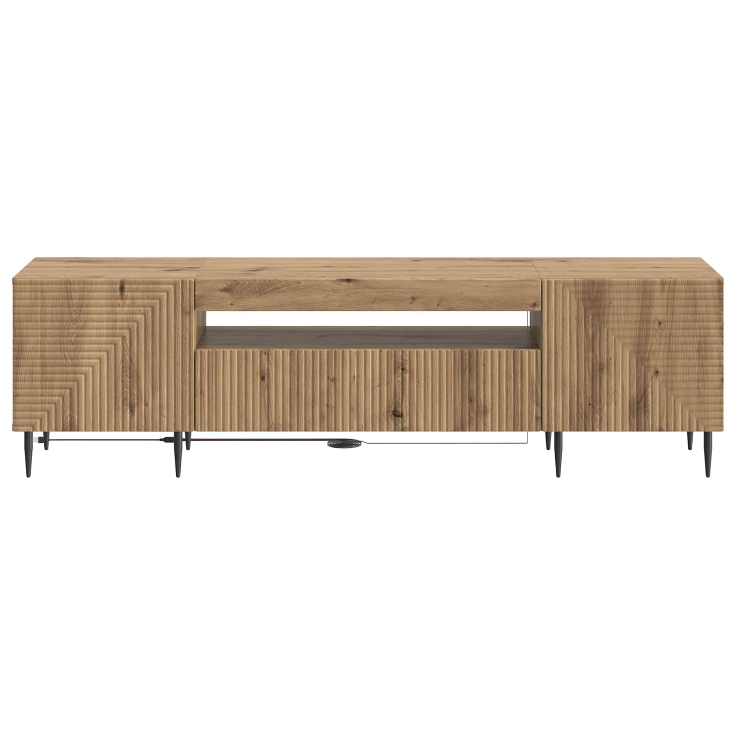 LED tv-meubel Artisanaal eiken Bewerkt hout