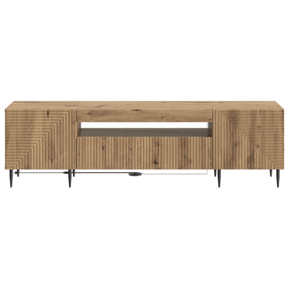 LED tv-meubel Artisanaal eiken Bewerkt hout