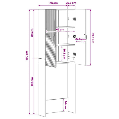Toiletkast HAARLEM Oud hout 66 x 25,5 x 190 cm Bewerkt hout
