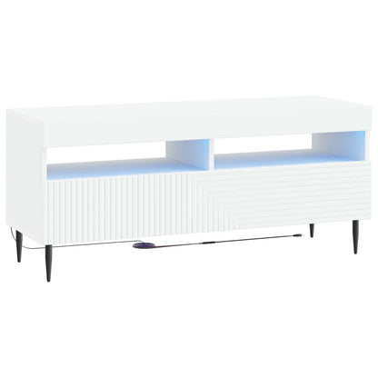 LED tv-meubel Wit Bewerkt hout
